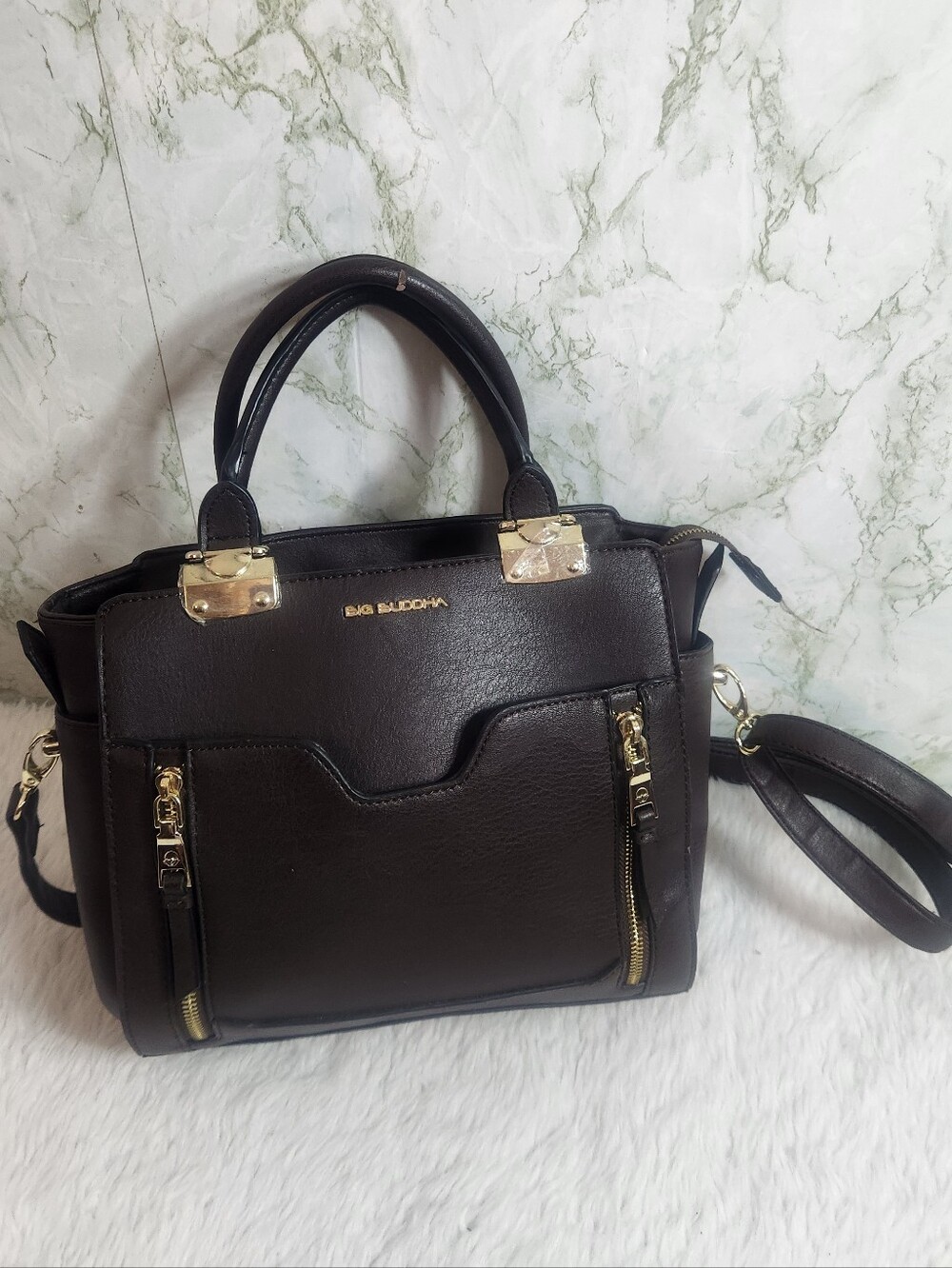BIG BUDDHA Brown Vegan Leather Handbag/Crossbody